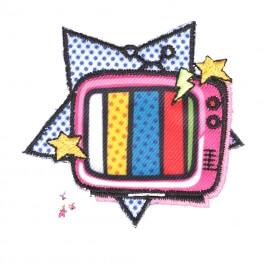 Ecusson télé & étoile - Badge cartoon pop art 90's