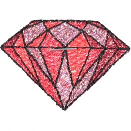 Ecusson diamant old school rockabilly - Rouge et brillant