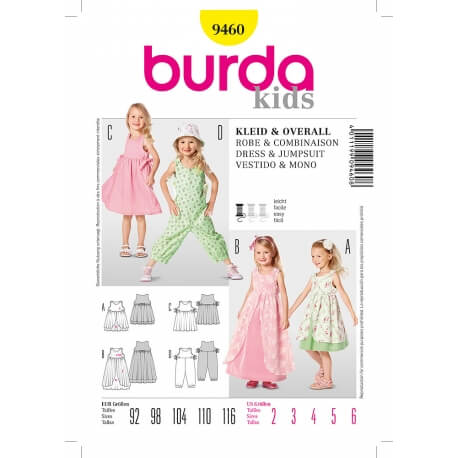 Patron robe & combinaison enfant - Burda 9460