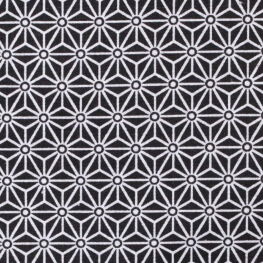 Tissu coton cretonne étoiles asanoha - Noir & blanc
