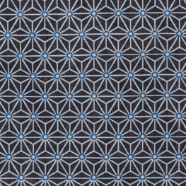 Tissu coton cretonne étoiles asanoha - Bleu indigo & gris
