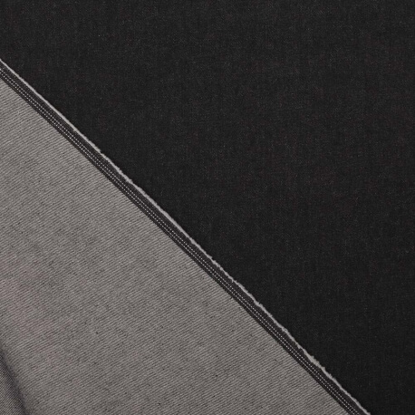 Tissu jean noir uni 100% coton 