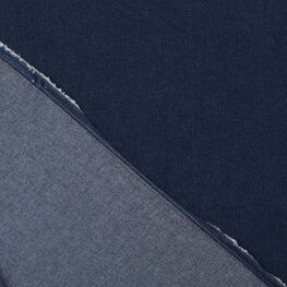 Tissu jean denim coton stretch uni bleu brut