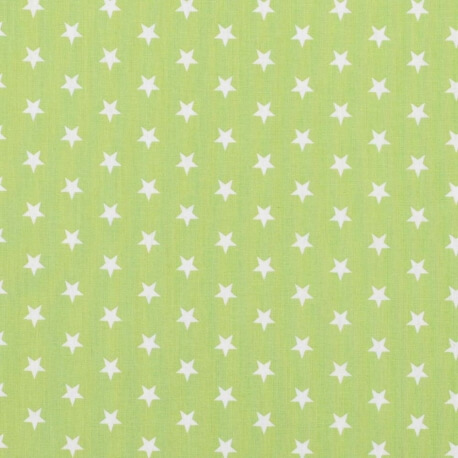 Tissu étoile blanche & vert pomme