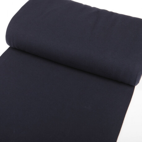 Tissu bord-côte tubulaire maille jersey  - Bleu marine