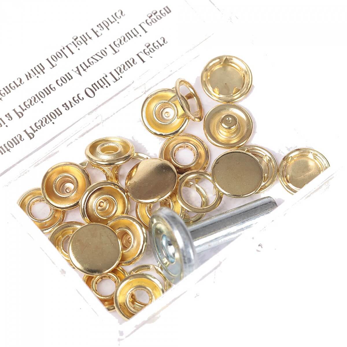 7 boutons pression en métal rouge et doré - 14mm - ab1141 - Un grand marché