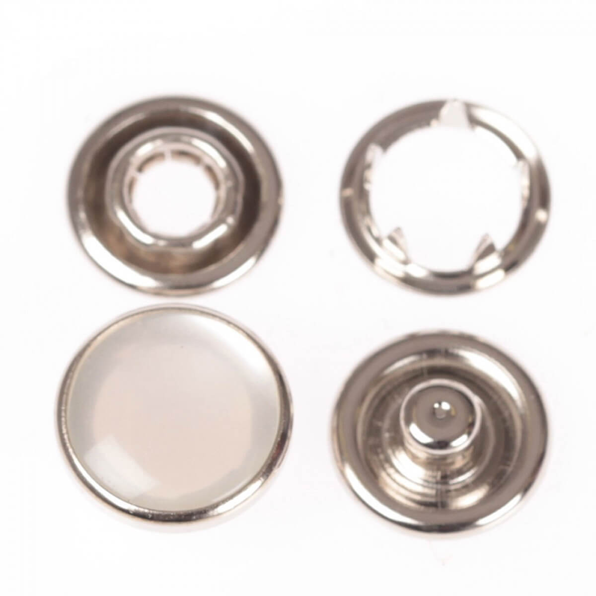 bouton pression à griffe métal chromé couleur façon nacre cristal 5 griffes  diamètre 10 mm ensemble de 4 pièces par bouton