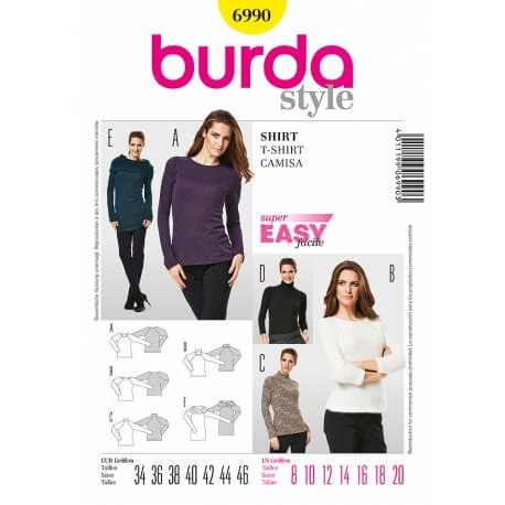 Patron t-shirt et pull femme - Burda 6990