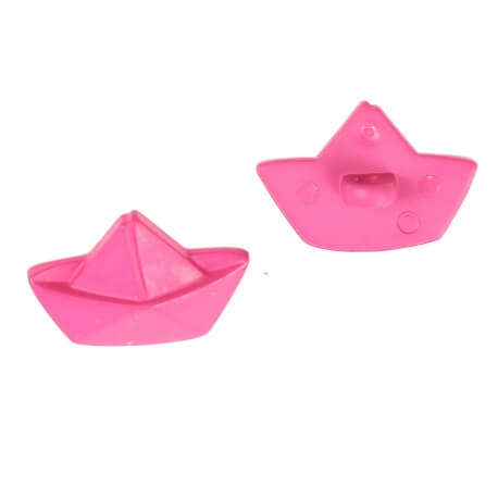 Bouton fantaisie bateau origami - Rose fuchsia