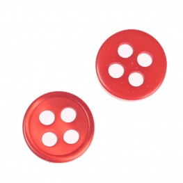 Bouton rond 4 trous à coudre rouge - 9 & 11 mm 