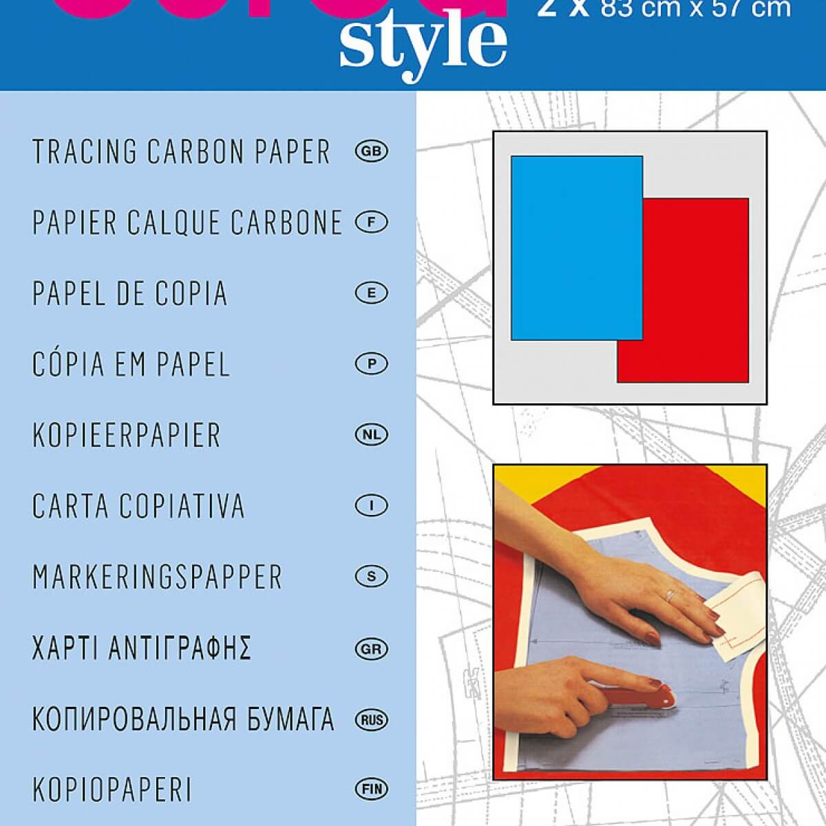 Papier carbone - blanc, rouge et bleu