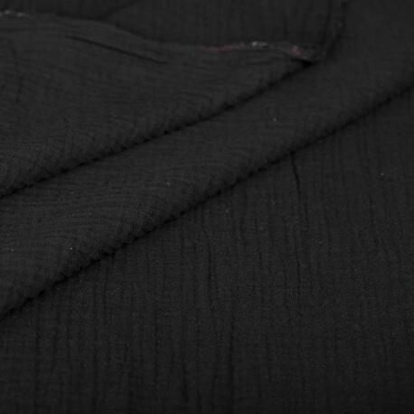 Tissu coton double gaze - Noir