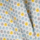 Tissu coton cretonne mini hiboux - Bleu, gris, jaune & vert
