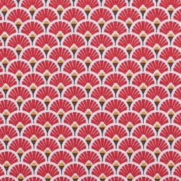 Tissu coton cretonne éventails - Rouge