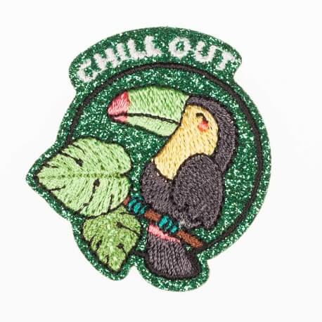 Ecussons toucan Chill Out - Pailleté vert