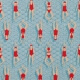 Tissu coton cretonne nageuse, vague & piscine - Bleu & rouge