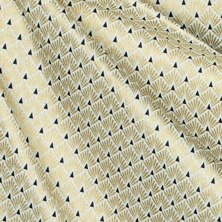 Tissu coton cretonne écailles - Doré & noir