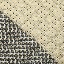 Tissu piqué de coton matelassé écailles dorées & écailles noires
