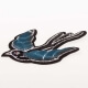 Ecusson velours 3D - Hirondelle noir & bleu