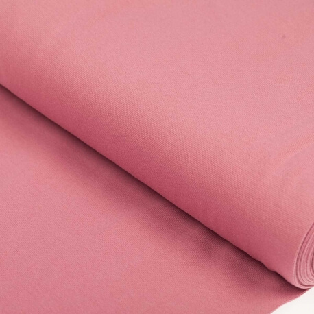 Tissu bord-côte tubulaire maille jersey - Vieux rose