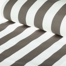 Tissu toile d'extérieur transat - Largeur 45cm - Rayures taupe & blanc