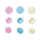 Assortiment 30 boutons pression rond color snaps - Bleu, rose & jaune