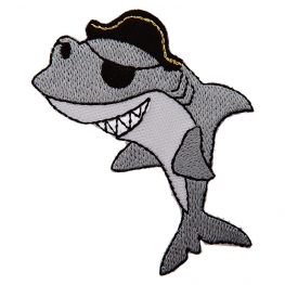 Ecusson Requin Pirate brodé - Gris