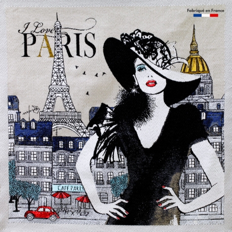 Carré Jacquard I Love Paris - Taupe