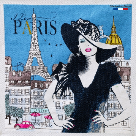 Carré Jacquard I Love Paris - Bleu