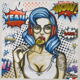 Carré Jacquard Street Woman Pop Art - Ecru