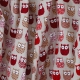 Tissu coton cretonne mini hiboux - Beige & Rouge