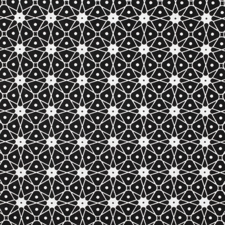 Tissu Coton Cretonne Mosaique - Noir