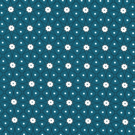 Tissu Coton Cretonne Mosaïque - Bleu