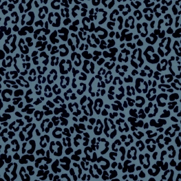 Tissu Velours Leopard - Bleu & Noir