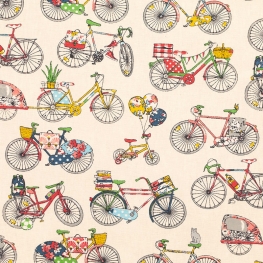 Tissu Coton Enduit Bicyclette - Multicolore