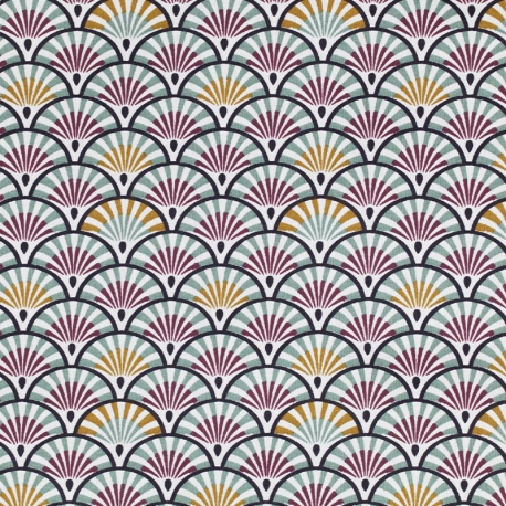 Tissu Coton Enduit Art Déco - Multicolore