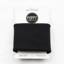 Tissu bord côte uni Poppy - Noir