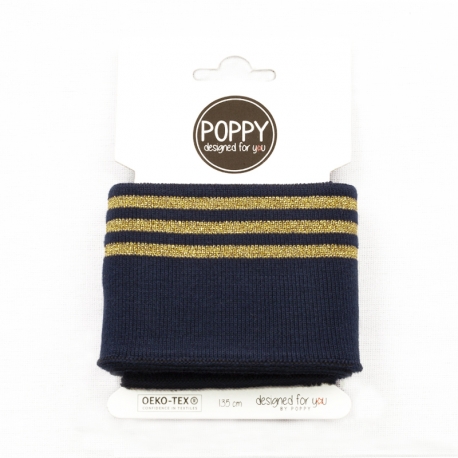 Tissu bord côte doré Poppy - Marine & Doré