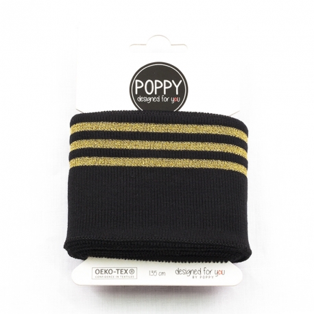 Tissu bord côte doré Poppy - Noir & Doré