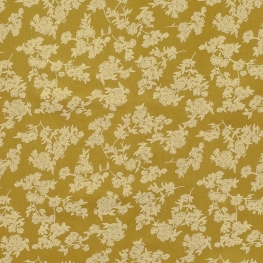 Tissu Popeline Coton Trait de Fleurs - Moutarde