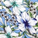 Tissu Viscose Hibiscus & Fleurs - Bleu 