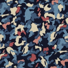 Tissu Viscose Camouflage Abstrait - Bleu