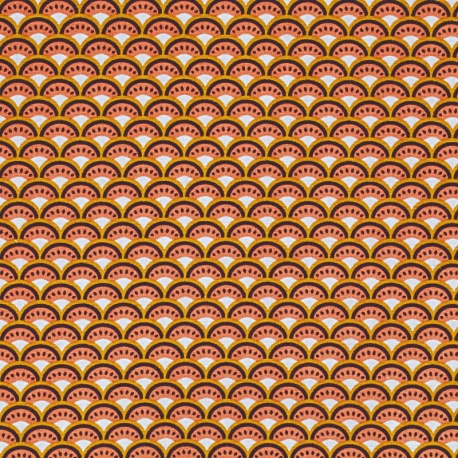 Tissu coton cretonne vague - Orange