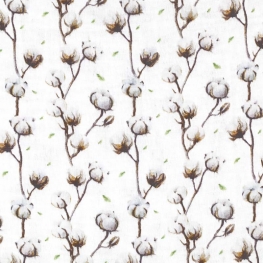 Tissu Coton Double Gaze Fleur de Coton - Blanc