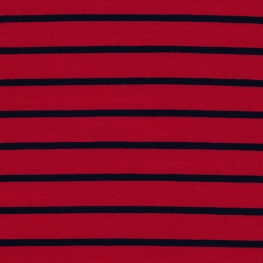 Tissu Jersey Marinière - Rouge & Noir